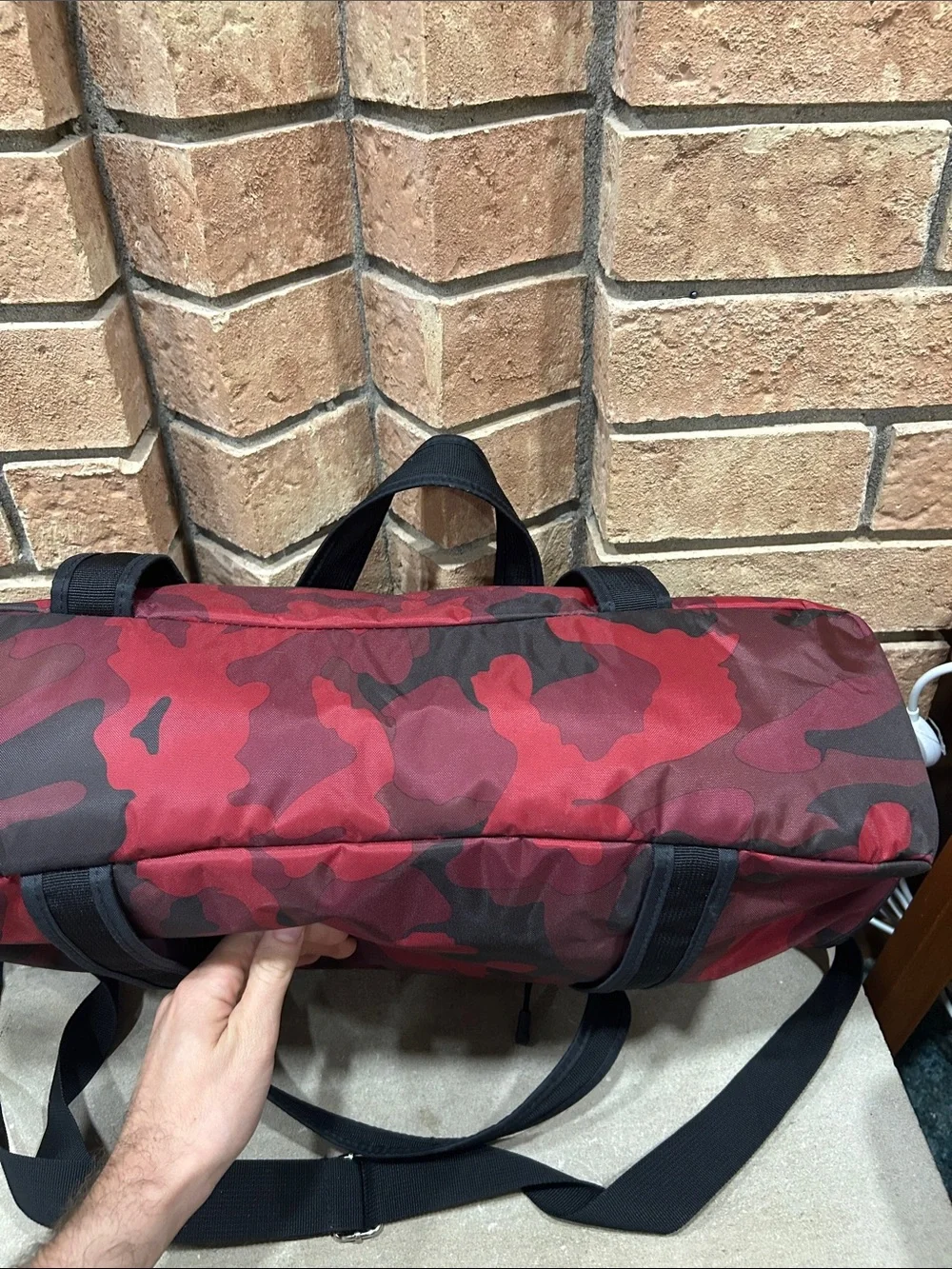 fuel sport carry all duffle red camo gym bag travel bag